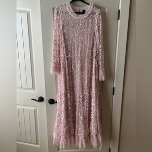 Needle & Thread Celia Long Sleeve Ankle Gown in Pink